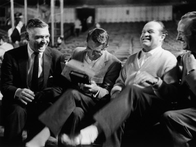 Clark Gable, Cary Grant, Bob Hope, David Niven Laughing At Rehearsal Of 30Th Annual Academy Awards by Leonard Mccombe Pricing Limited Edition Print image