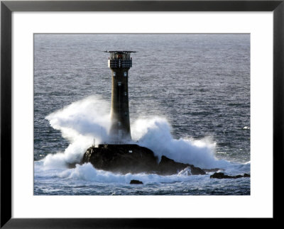Longships Lighthouse In Huge Swells At Lands End, Uk by David Clapp Pricing Limited Edition Print image