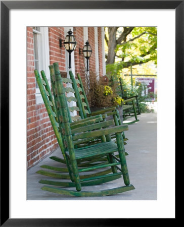Rocking Chairs On Porch, Ste. Genevieve, Missouri, Usa by Walter Bibikow Pricing Limited Edition Print image