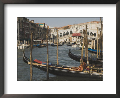 Gondolas, Grand Canal And Rialto Bridge, Venice, Unesco World Heritage Site, Veneto, Italy by James Emmerson Pricing Limited Edition Print image