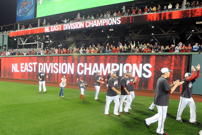 Washington, Dc - October 1: Washington Nationals V Philadelphia Phillies - Celebration by Greg Fiume Pricing Limited Edition Print image