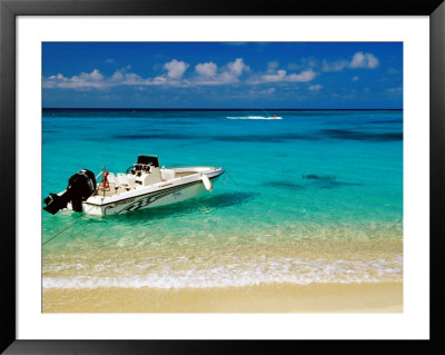 Speedboat Moored At Conroy Beach, Montego Bay, St. James, Jamaica by Richard Cummins Pricing Limited Edition Print image