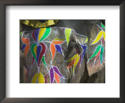 Elephant Decorated With Colorful Painting, Jaipur, Rajasthan, India by Keren Su Pricing Limited Edition Print image