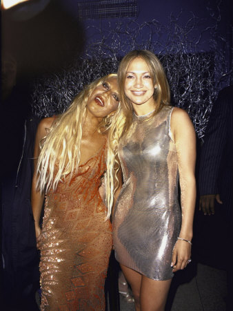 Fashion Designer Donatella Versace And Actress Singer Jennifer Lopez by Marion Curtis Pricing Limited Edition Print image