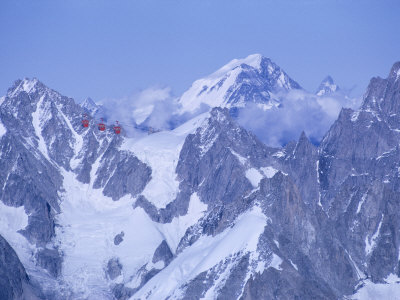 Cable Cars Crossing Vallee Blanche Above Chamonix by Thomas J. Abercrombie Pricing Limited Edition Print image