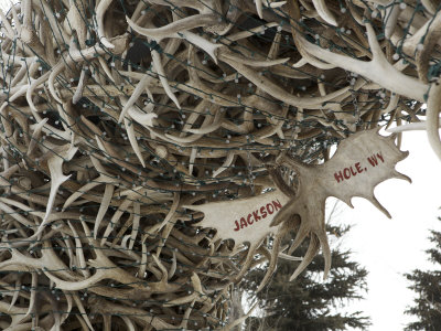 Elk Antler Arch In The Center Of Jackson Hole by Tim Laman Pricing Limited Edition Print image
