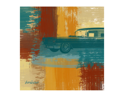 Blue Retro Car by Yashna Pricing Limited Edition Print image
