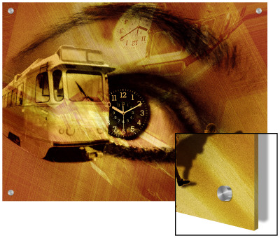 Collage Of Womans Eye With Clock In Pupil And Child Walking To School Bus by I.W. Pricing Limited Edition Print image