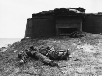 D-Day - Dead German Soldier By Pillbox by Robert Hunt Pricing Limited Edition Print image