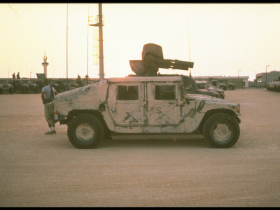 Us Army Apc On Flat-Bed Truck, At Port, Transported During Desert Shield Gulf Crisis Operation by Gil High Pricing Limited Edition Print image