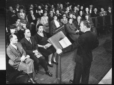 Irish Poet And Playwright Padraic Colum Conducting Poetry Class In The New York Public Library by Alfred Eisenstaedt Pricing Limited Edition Print image