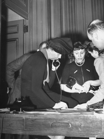 Mrs. Franklin D. Roosevelt On The Phone, Surrounded By Members Of The American Youth Congress by David Scherman Pricing Limited Edition Print image