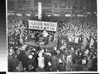 A Large Crowd Gathering In The Streets During The Gubernatorial Elections Parade by David Scherman Pricing Limited Edition Print image