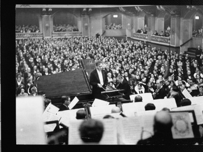 Conductor Bruno Walter On Podium During Performance With Philharmonic Orchestra by Alfred Eisenstaedt Pricing Limited Edition Print image