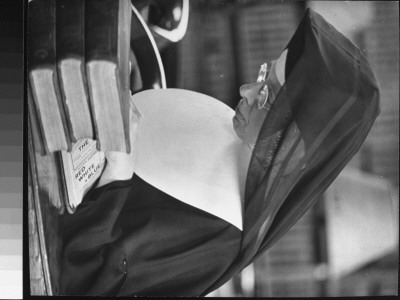 Nun Reading Books In The New York Public Library by Alfred Eisenstaedt Pricing Limited Edition Print image