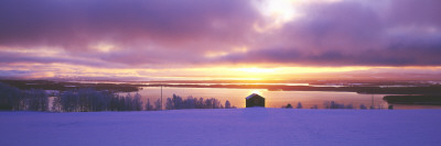 Silhouette Of A Hut At Sunrise by Staffan Brundell Pricing Limited Edition Print image