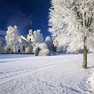 Winter Landscape By A Church by Lars Dahlstrom Pricing Limited Edition Print image