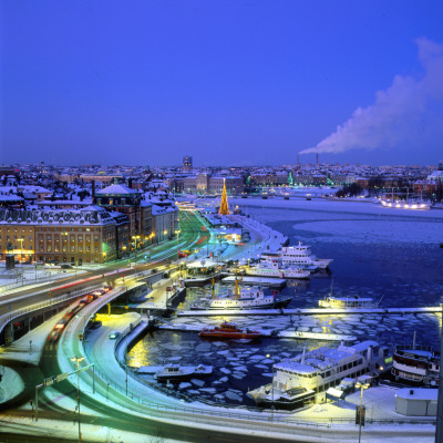 Looking Over Slussen In Stockholm Near Christmas by Per-Erik Adamsson Pricing Limited Edition Print image