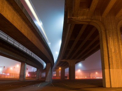 Night Fog Bridge Skytrain Transit by David Elton Pricing Limited Edition Print image