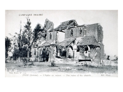 World War I Battle Scene, Ruins Of The Church At Frise, On The Somme by Hugh Thomson Pricing Limited Edition Print image