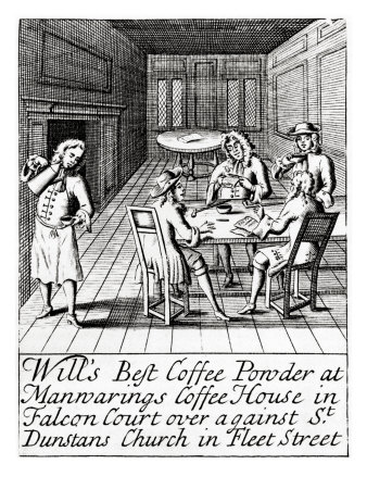 Advertisement For London Coffee House - C. 1700 by William Hole Pricing Limited Edition Print image
