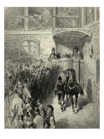 A Sale At Tattersall's, Horse Auctioneers by Gustave Doré Pricing Limited Edition Print image