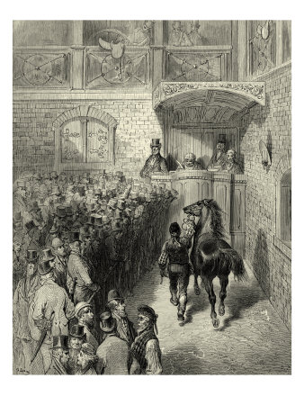 A Sale At Tattersall's, Horse Auctioneers by Gustave Dore Pricing Limited Edition Print image