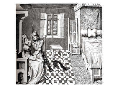 Knight And His Lady In A Furnished Chamber - Costumes Of The Court Of Burgundy, 14Th Century by William Hole Pricing Limited Edition Print image