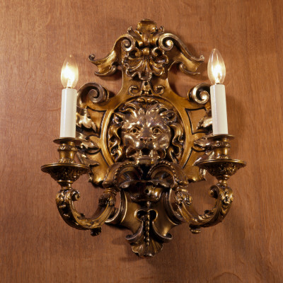 10 Downing Street, Detail Of Lion Headed Candle Sconce In The State Dining Room by Mark Fiennes Pricing Limited Edition Print image