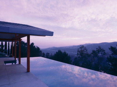 Robeck House, Los Angeles, California, Sunset View Across Pool To Distant Landscape by Alan Weintraub Pricing Limited Edition Print image