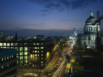 Dusk St Paul's Cathedral, The City, London by David Churchill Pricing Limited Edition Print image