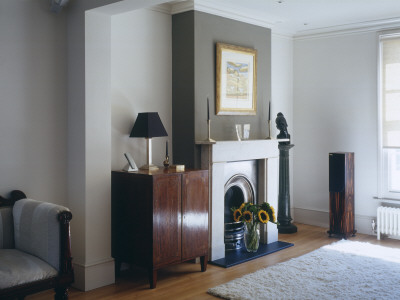 Refurbished House, Brighton, England, Fireplace In Living Room, Architect: Helen Wheeler by David Churchill Pricing Limited Edition Print image