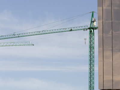 Edificio De Usos Multiples - Council Building, Leon With Green Cranes, Castilla Y Leon, Spain by David Borland Pricing Limited Edition Print image