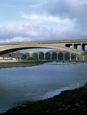Bridges At Berwick On Tweed, Northumberland, New Bridge And Old Railway Bridge by Colin Dixon Pricing Limited Edition Print image