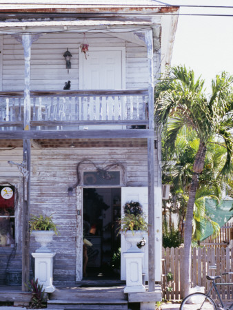 Two Storey Clapboard House, Painted White, With Balcony And Verandah by Curtis Taylor Pricing Limited Edition Print image