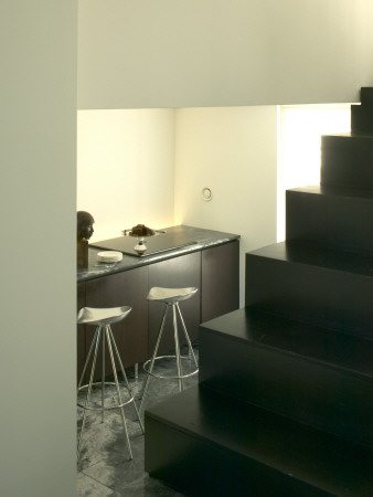 Refurbished House In Camden Town, Kitchen From Staircase, Architect: Munkenbeck And Marshall by Richard Bryant Pricing Limited Edition Print image