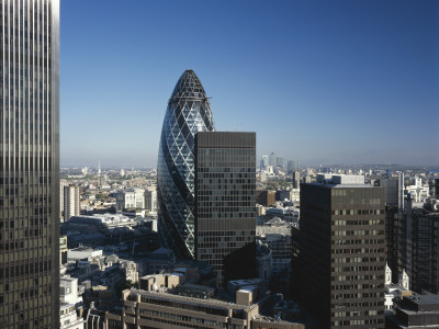 30 St Mary Axe, The Gherkin, City Of London, 1997 - 2004 - View From The Stock Exchange by Richard Bryant Pricing Limited Edition Print image