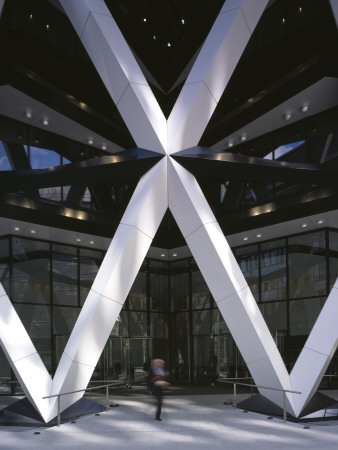 30 St Mary Axe, The Gherkin, City Of London, 1997 - 2004, Exterior View Of Entrance And Structure by Richard Bryant Pricing Limited Edition Print image