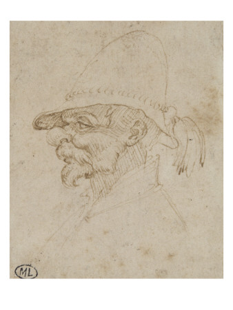 Tête D'homme De Profil À Gauche, Coiffé D'un Chapeau by Léonard De Vinci Pricing Limited Edition Print image