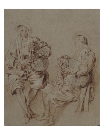 Deux Etudes D'un Joueur De Musette, Assis by Jean Antoine Watteau Pricing Limited Edition Print image