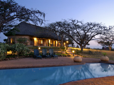 Nyati Lodge At Twilight, Zulu Nyala Game Reserve, Hluhluwe, Kwazulu Natal, South Africa by Jim Engelbrecht Pricing Limited Edition Print image