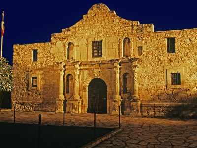 Historic Alamo Mission Lit At Night, San Antonio, Texas, Usa by Dennis Flaherty Pricing Limited Edition Print image