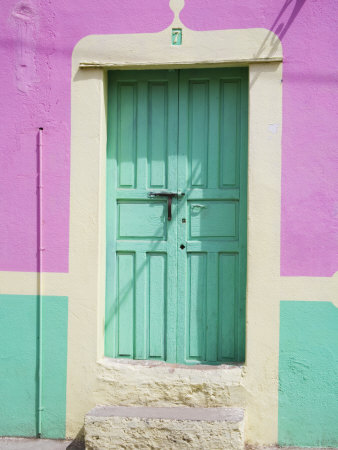 Old Painted Door, San Miguel, Guanajuato State, Mexico by Julie Eggers Pricing Limited Edition Print image
