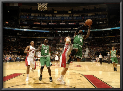 Boston Celtics V Toronto Raptors: Nate Robinson And Jose Calderon by Ron Turenne Pricing Limited Edition Print image