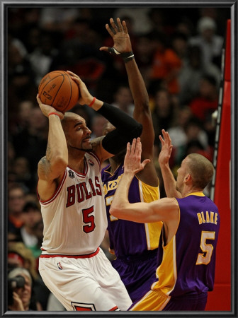 Los Angeles Lakers V Chicago Bulls: Carlos Boozer, Lamar Odom And Steve Blake by Jonathan Daniel Pricing Limited Edition Print image