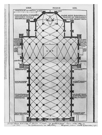 Plan Of Milan Cathedral, Illustration From 'De Architectura' By Vitruvius, Como, 1521 by Italian School Pricing Limited Edition Print image