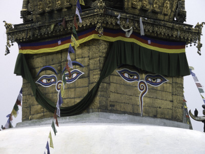 Buddha Eyes On Chorten, Nepal by Michael Brown Pricing Limited Edition Print image