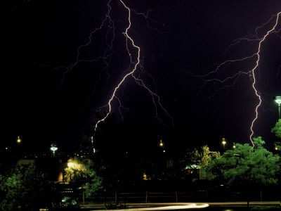 Lightning Storm Above Street, Boulder by Michael Brown Pricing Limited Edition Print image