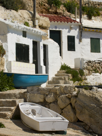 Village Houses Cut Into The Cliffs, Cala D'alcaufar, Menorca Island, Balearic Islands, Spain by Inaki Relanzon Pricing Limited Edition Print image