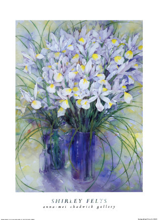 Blue Vases With Irises by Shirley Felts Pricing Limited Edition Print image